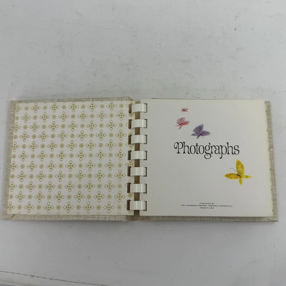 Vintage PHOTOGRAPHS Mini Photo Album for Purse Gibson Company Gold 3x3